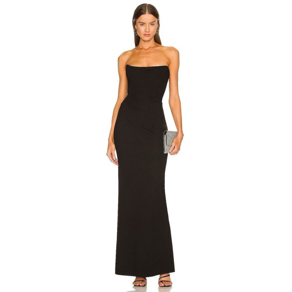 Michael Costello Black Strapless Maxi Dress